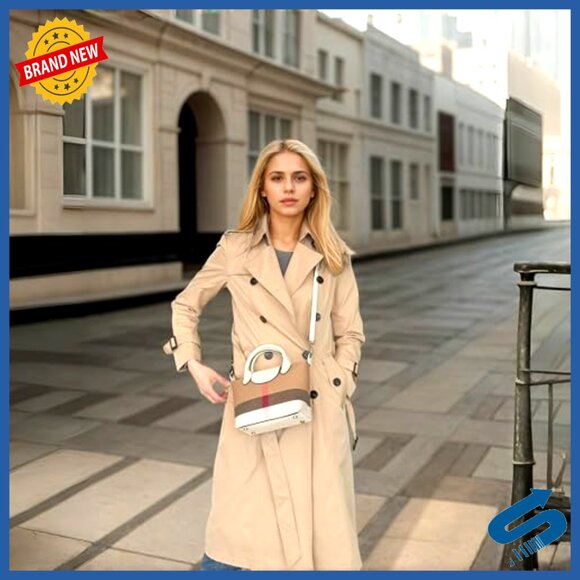Canvas Genuine Leather Top Handle Bag Elegant Crossbody  Leather Trim Canvas Shoulder Bag Crossbody Tote Structured Top Handle